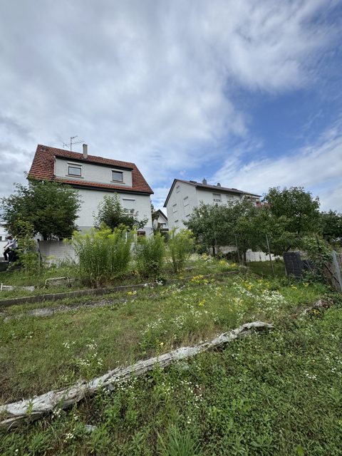 Rückseite des Hauses mit großer Wiese